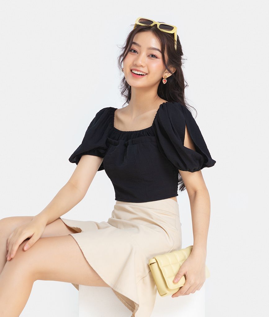 ÁO CROPTOP CỔ VUÔNG NHÚN THUN