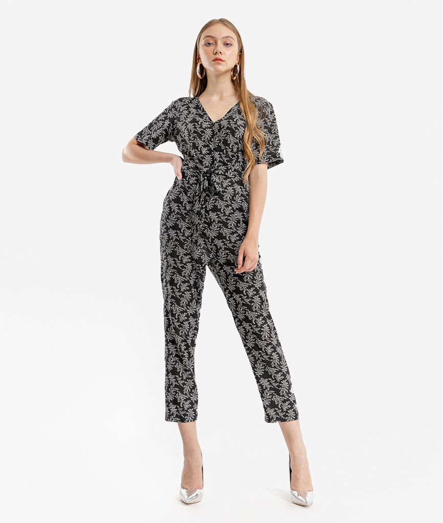 Jumpsuit voan cột nơ hông