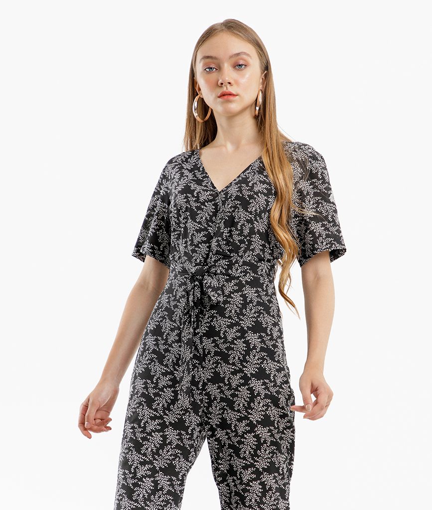 Jumpsuit voan cột nơ hông