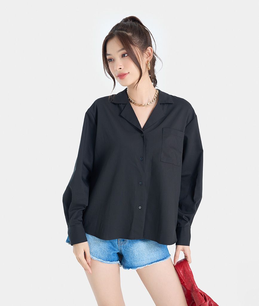 Áo sơ mi oversize vạt lệt