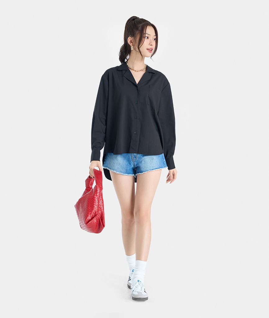 Áo sơ mi oversize vạt lệt