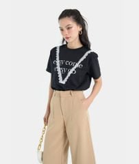 Áo thun đạp viền ren