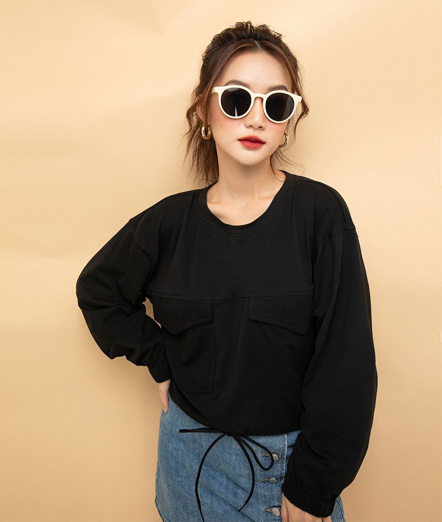 Áo thun croptop cột lai