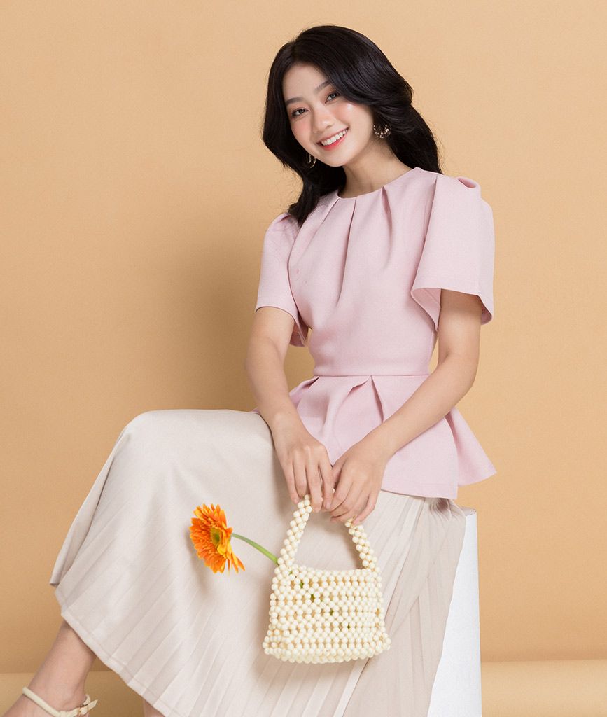 Áo kiểu peplum tay phồng