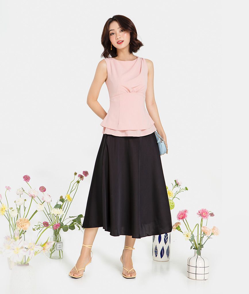 Áo  peplum cổ xếp