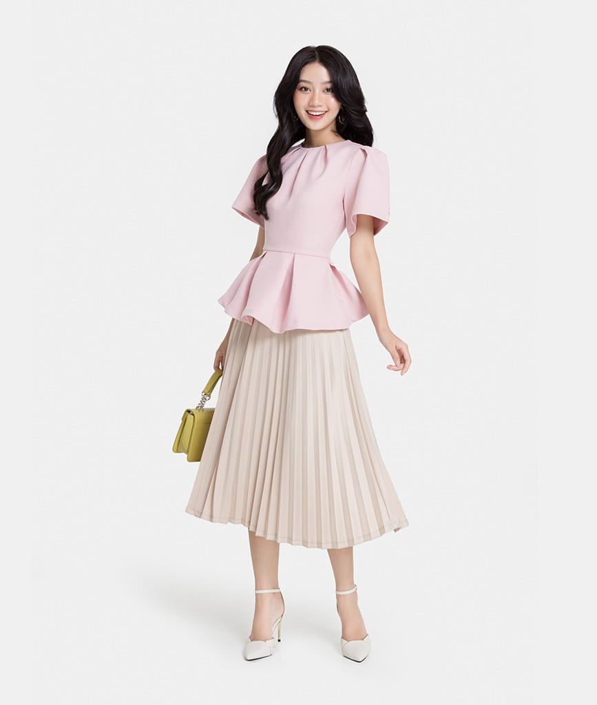 Áo kiểu peplum tay phồng