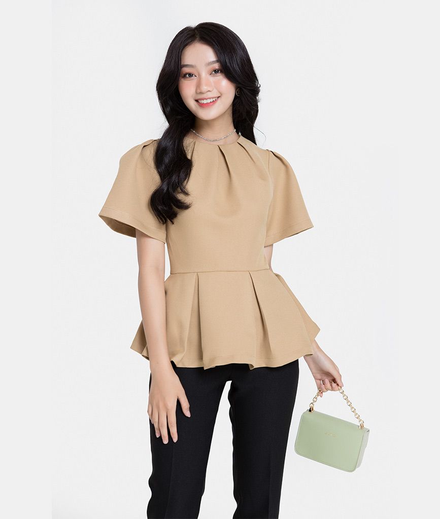 Áo kiểu peplum tay phồng