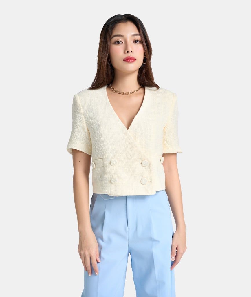 Áo blazer crop ngắn tay