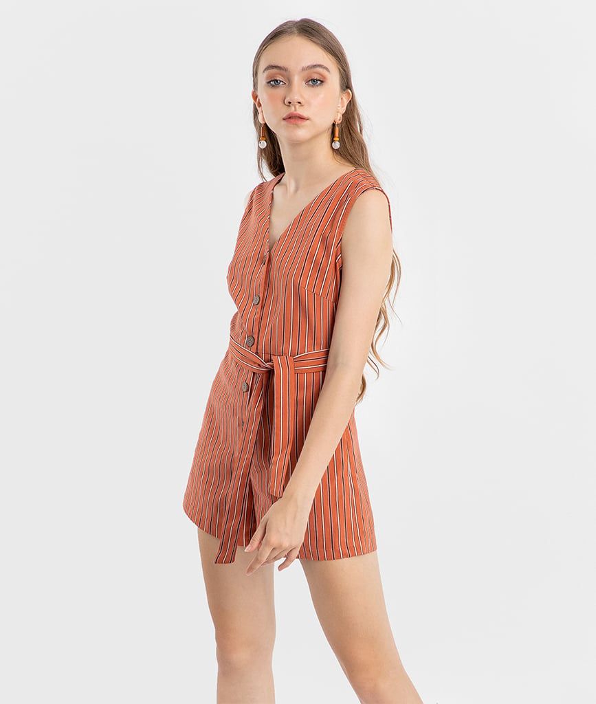 Jumpsuit thô bố sọc