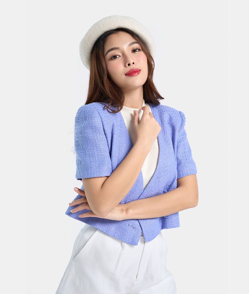 Áo blazer crop ngắn tay