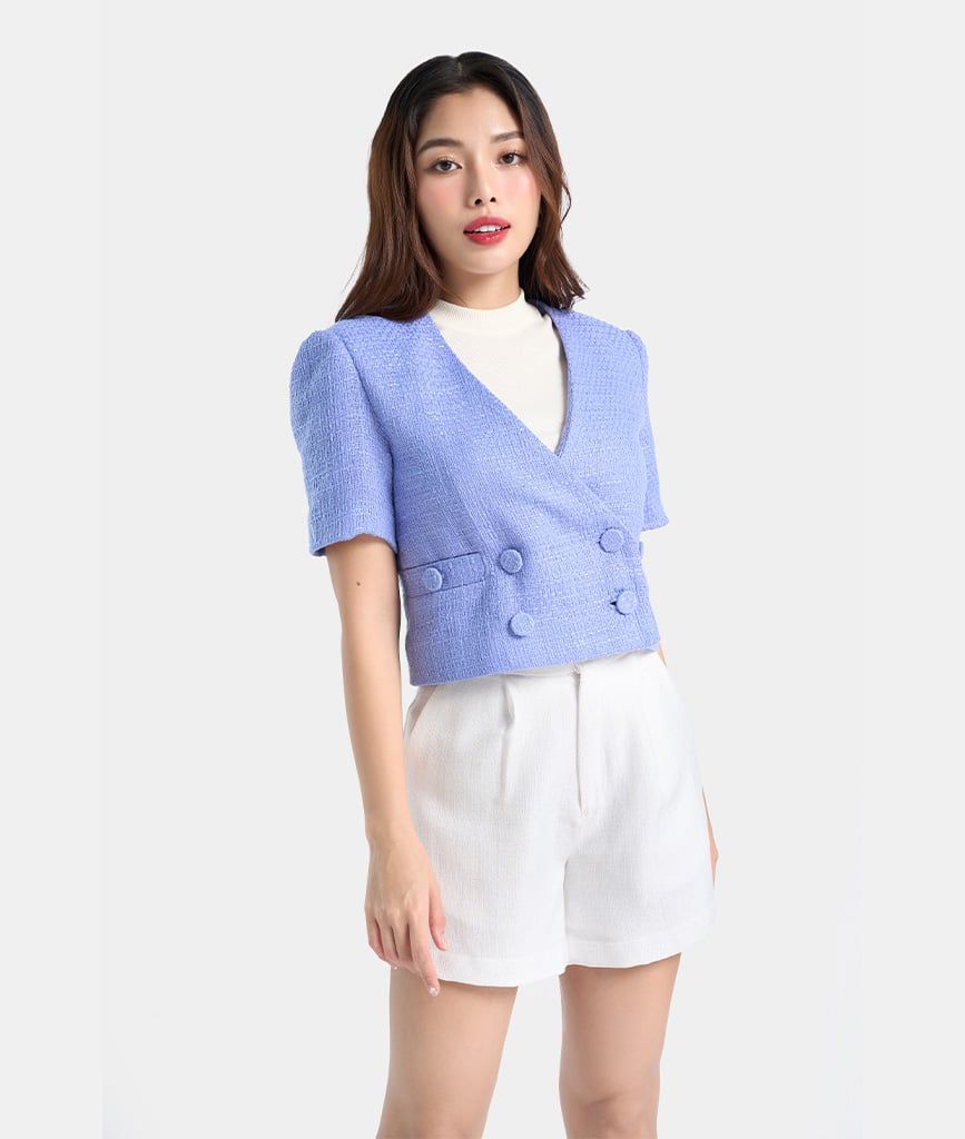 Áo blazer crop ngắn tay