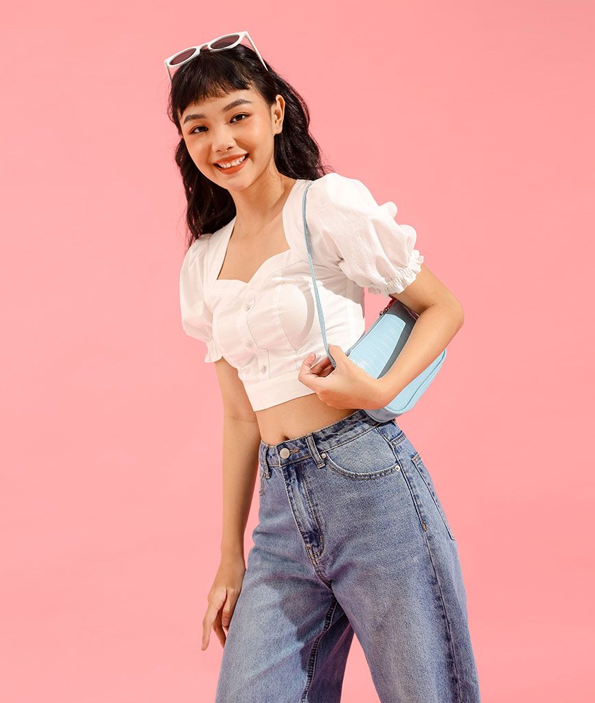 Áo croptop tay phồng