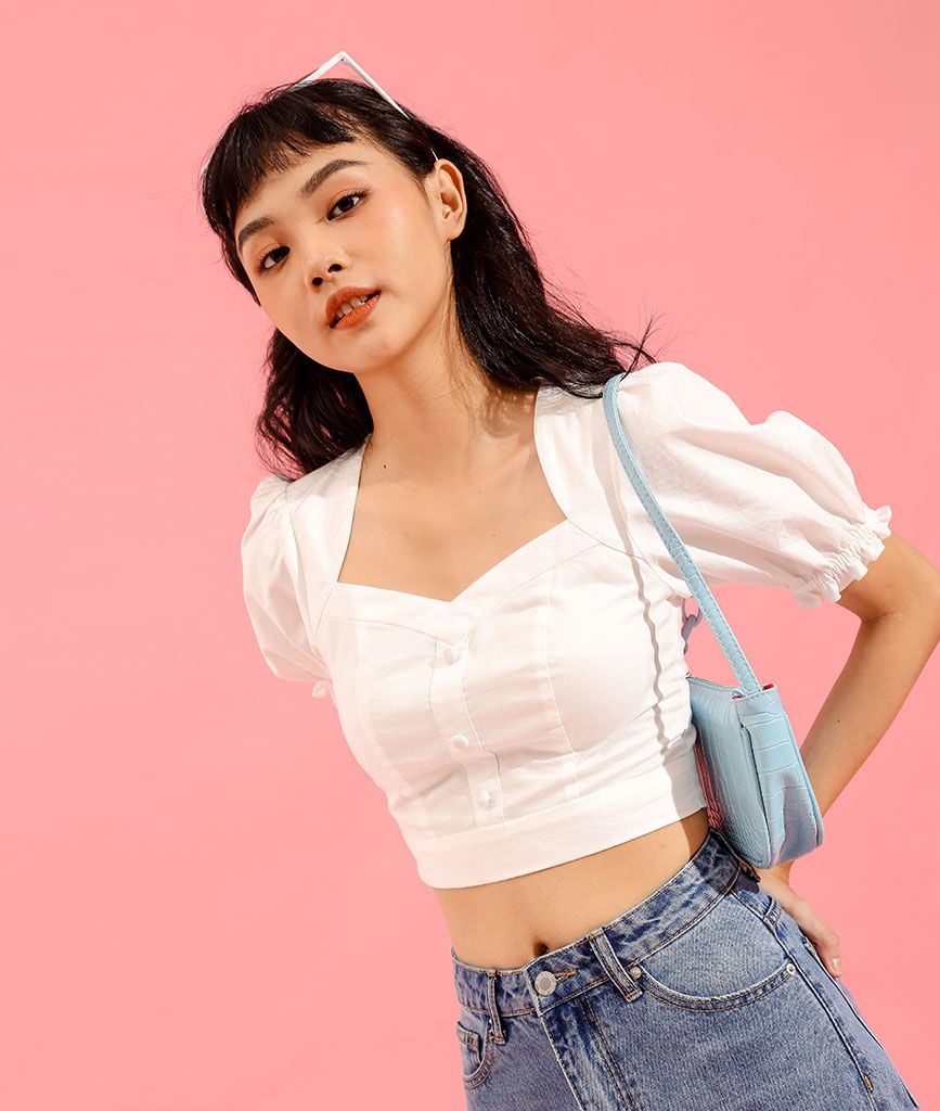 Áo croptop tay phồng