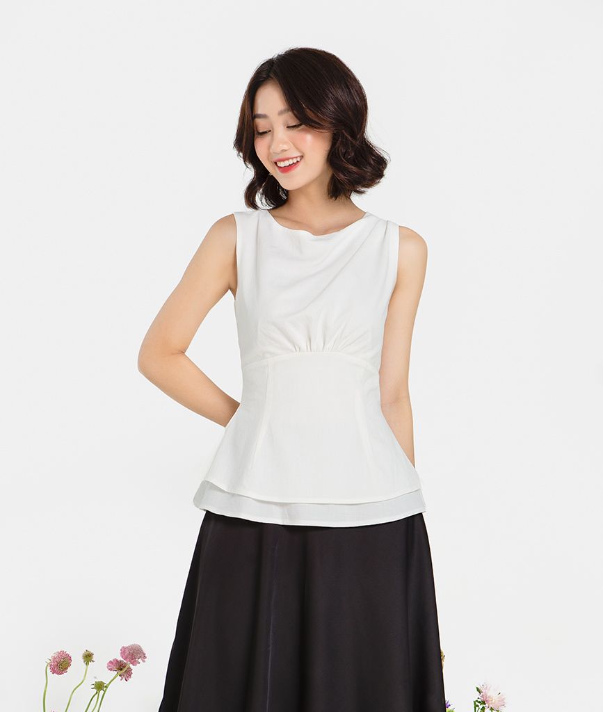 Áo  peplum cổ xếp