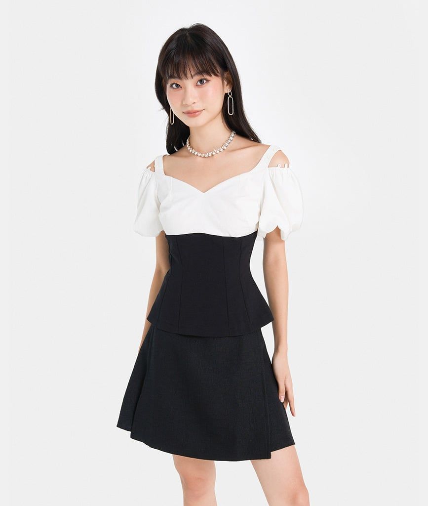 Áo kiểu peplum phối 2 màu