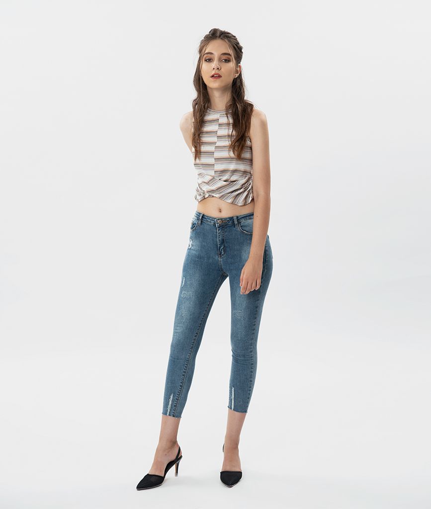 Quần Jean Dài Skinny Rách