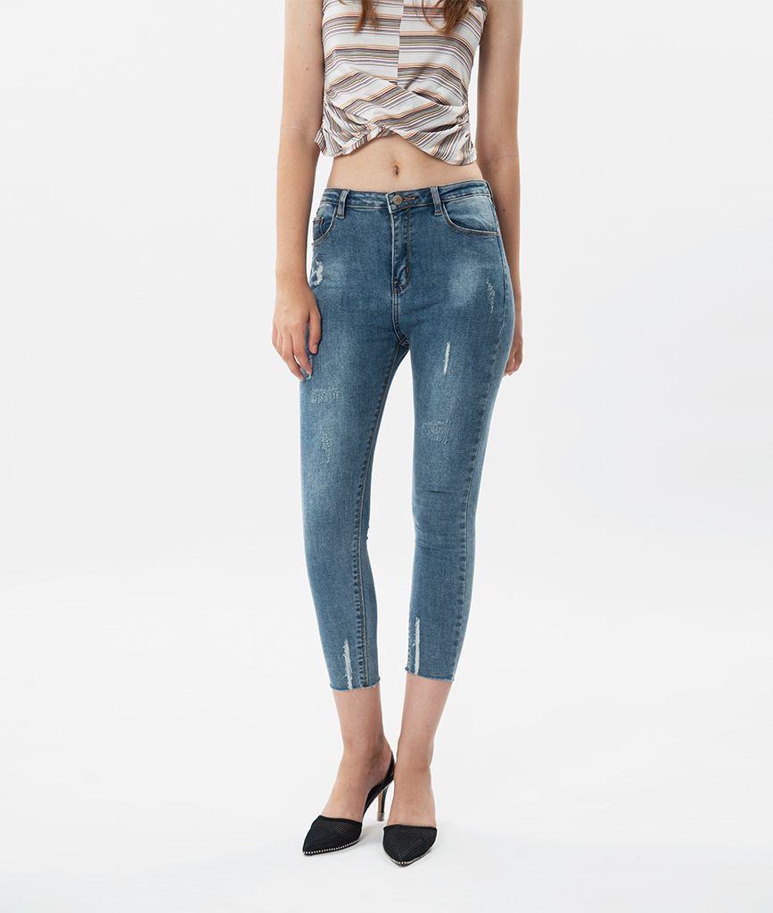 Quần Jean Dài Skinny Rách