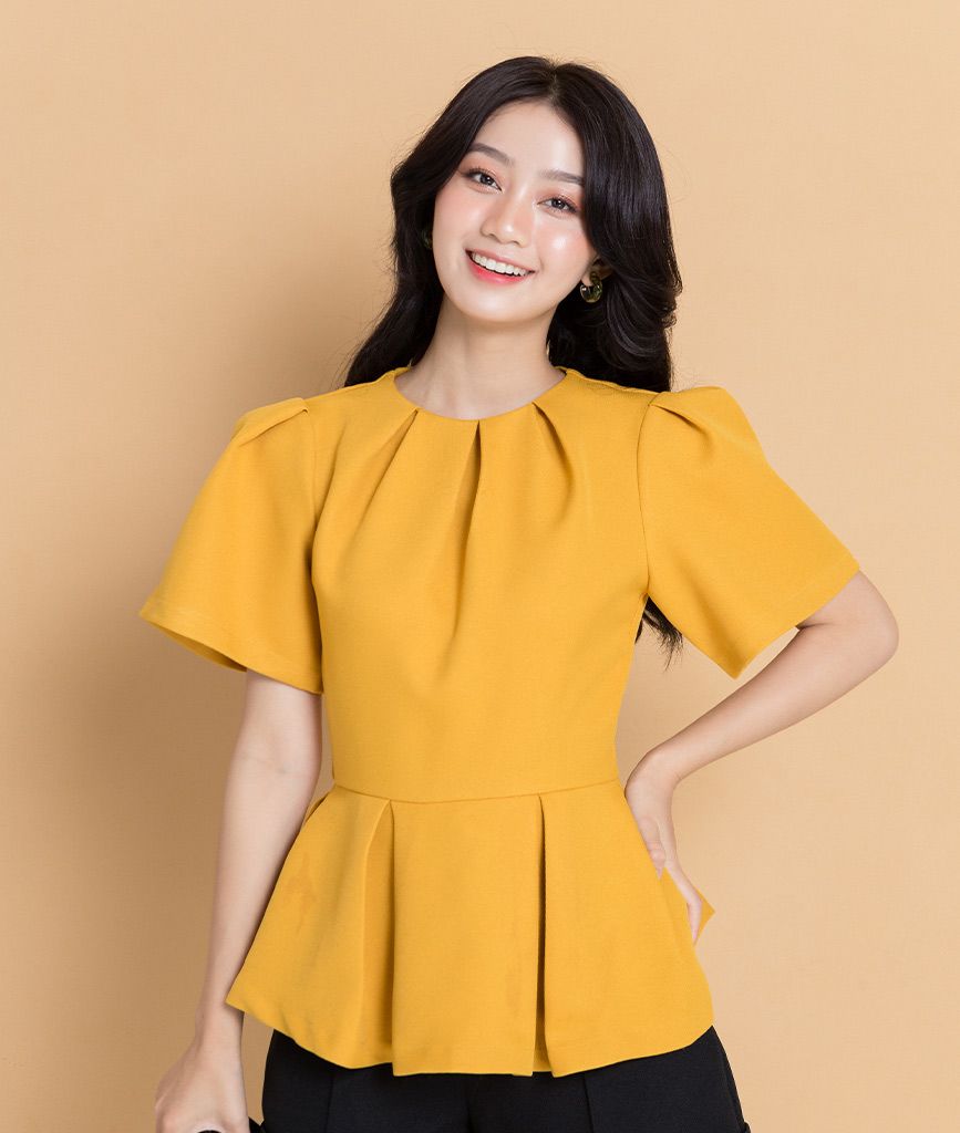 Áo kiểu peplum tay phồng