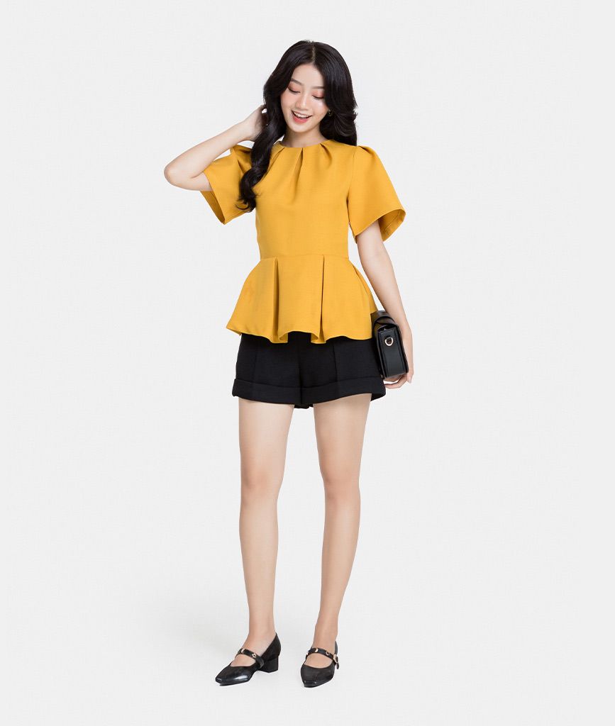 Áo kiểu peplum tay phồng