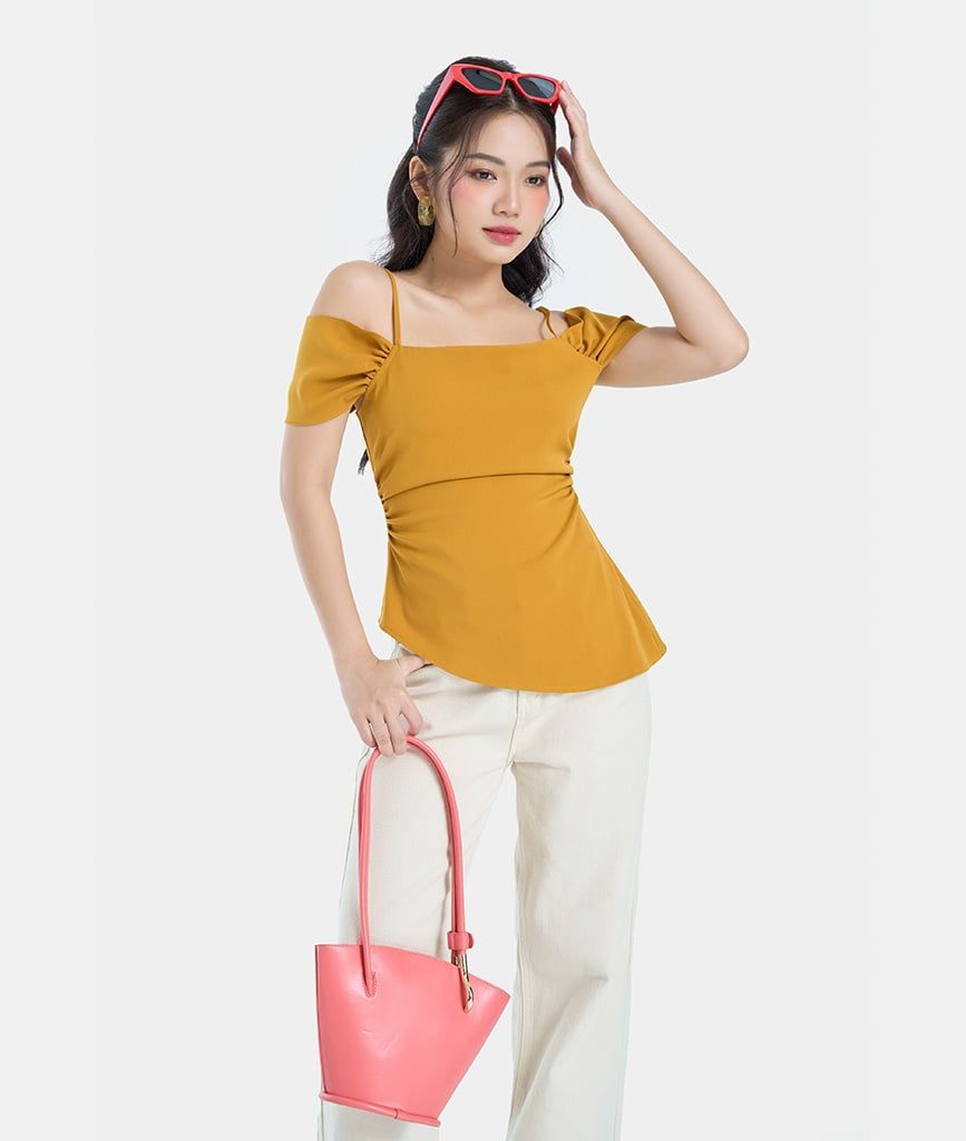 Áo kiểu peplum rớt vai