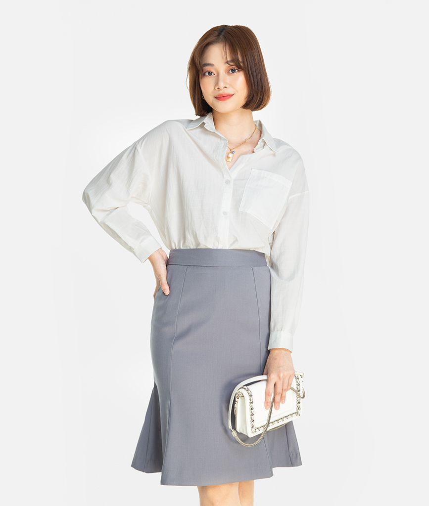 Chân Váy Đuôi Cá Đắp Chéo Cách Điệu  Đen  MixASale
