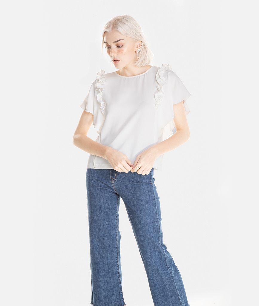 Quần denim dài ống suông