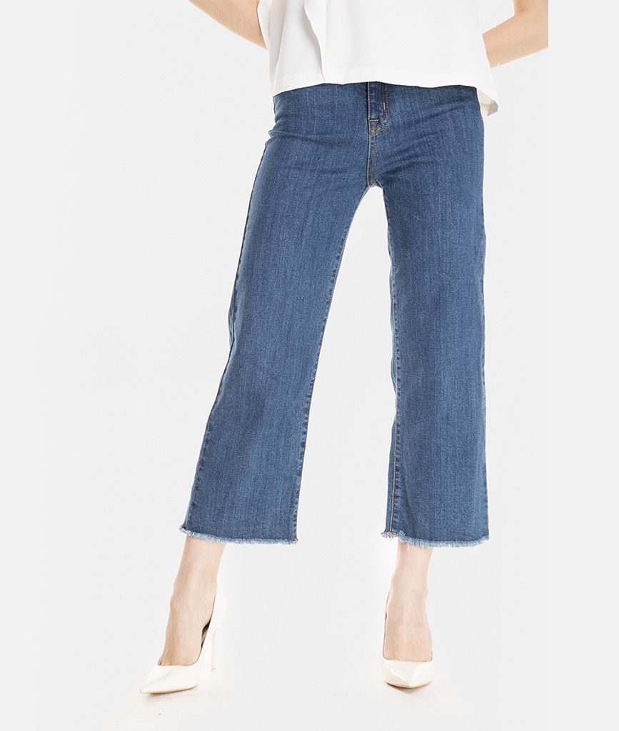 Quần denim dài ống suông