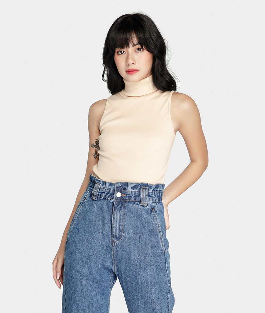 Quần baggy denim lưng thun