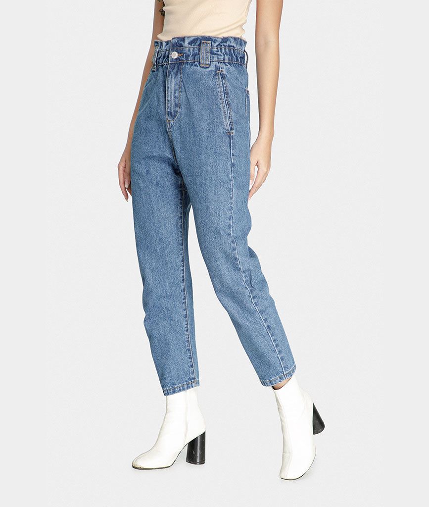 Quần baggy denim lưng thun