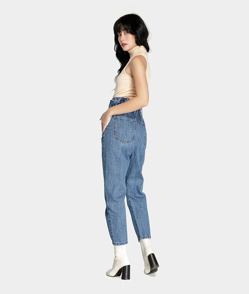 Quần baggy denim lưng thun