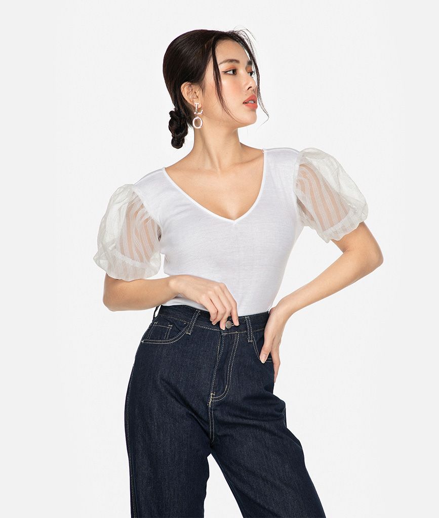 Quần dài denim xẻ lai