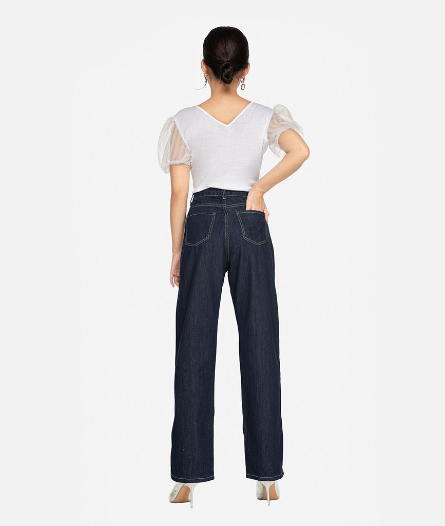 Quần dài denim xẻ lai