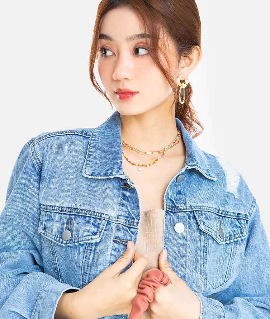 KHOÁC JEANS KIỂU BOMBER