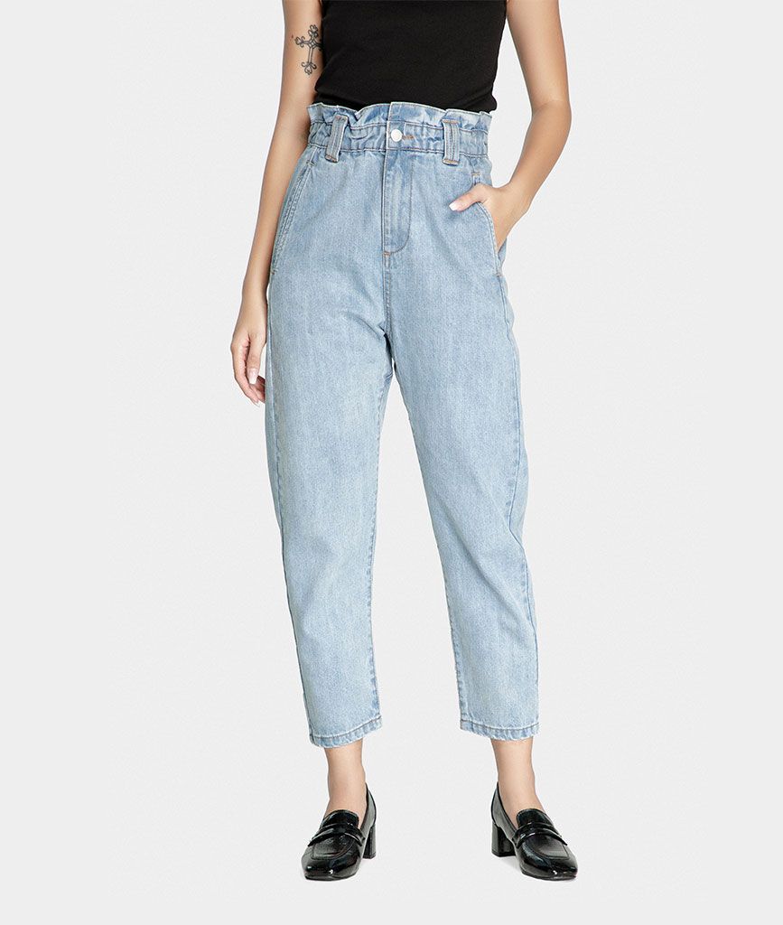 Quần baggy denim lưng thun