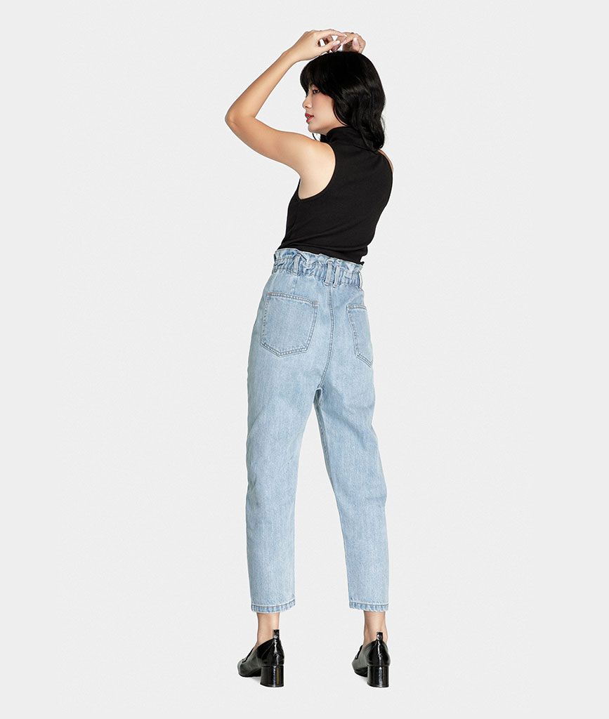 Quần baggy denim lưng thun