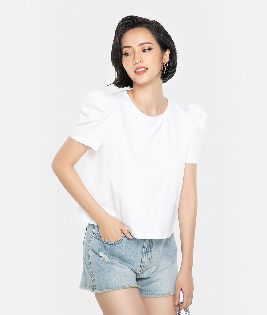 Quần short jean xẻ lai