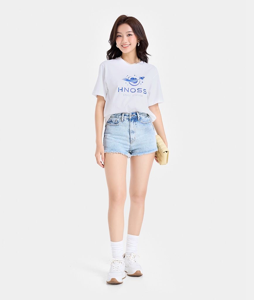 Quần short Denim casual lai tua rua