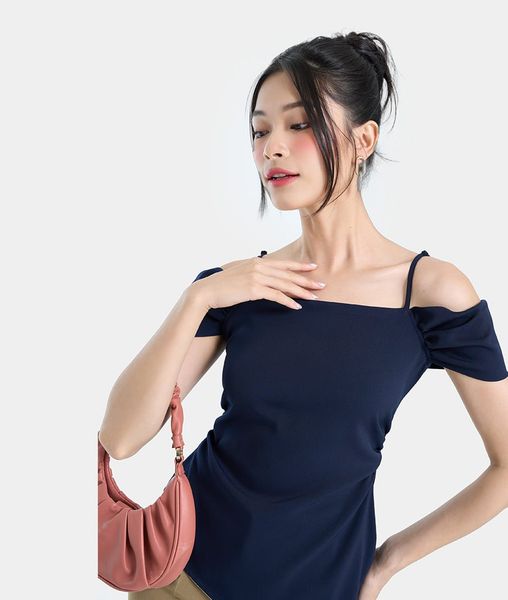  Áo kiểu peplum rớt vai 