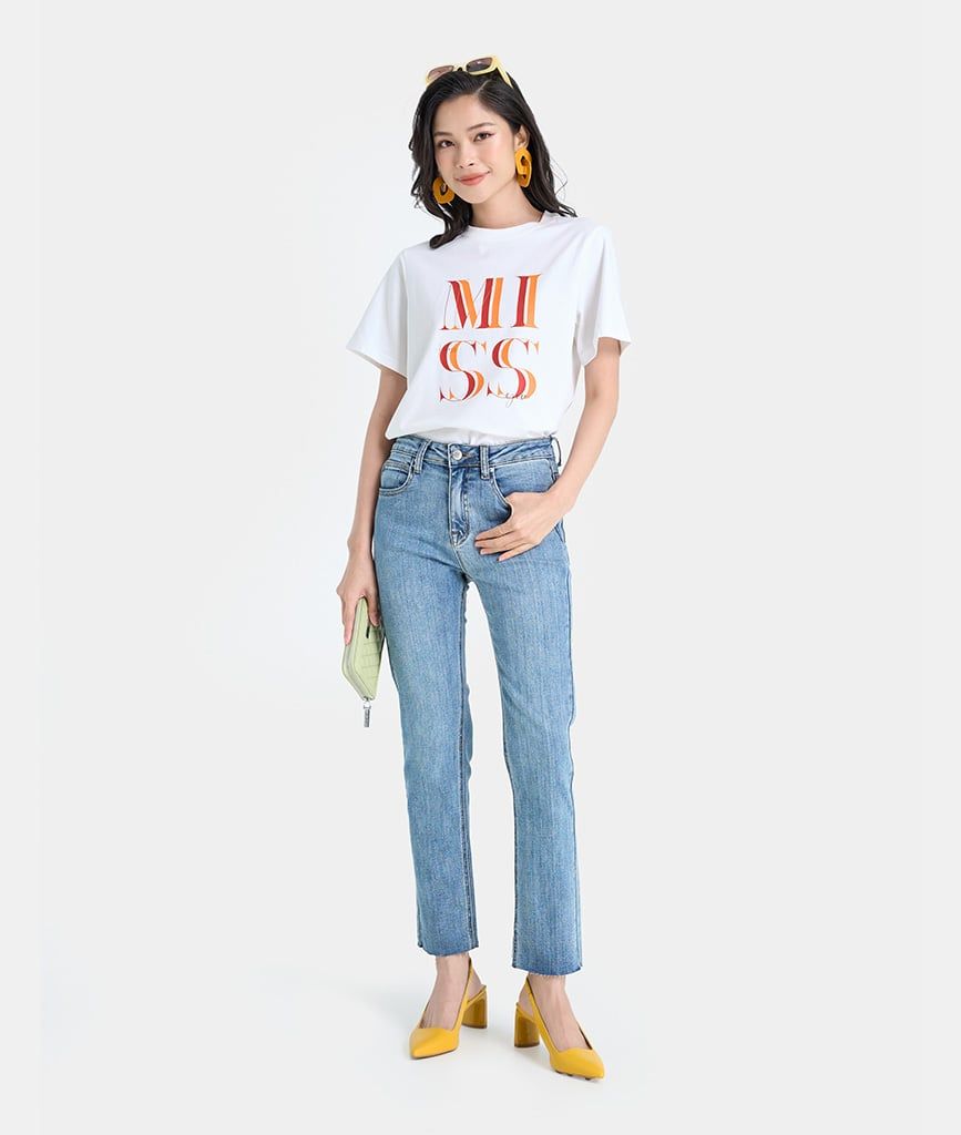 Quần jeans dài ống côn