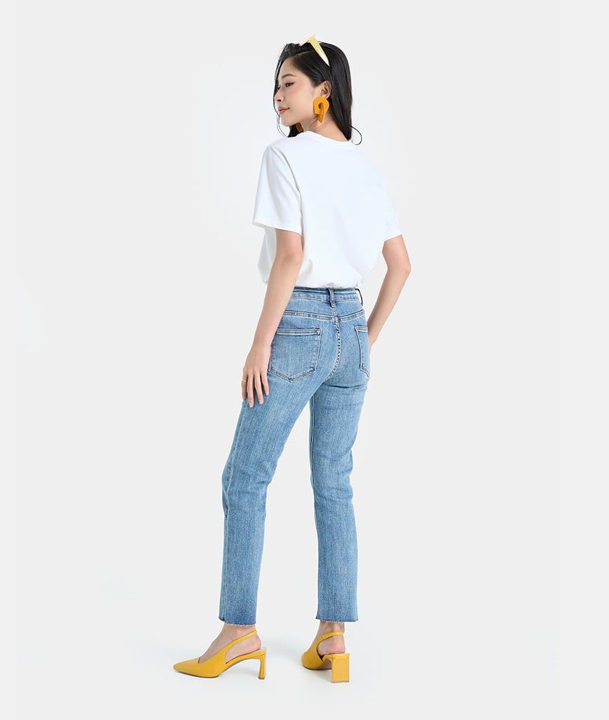 Quần jeans dài ống côn