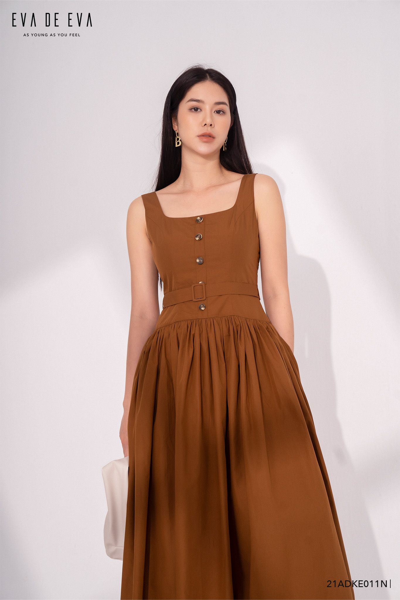  Đầm hai dây, Dáng thắt eo 21ADKE011N 