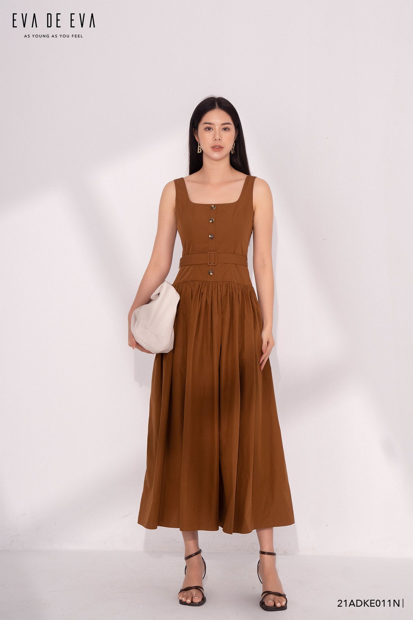  Đầm hai dây, Dáng thắt eo 21ADKE011N 