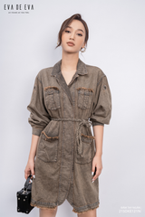  Đầm tay ngắn, Dáng thắt eo 21SDKE121N 