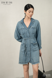  Đầm tay ngắn, Dáng thắt eo 21SDKE121X 