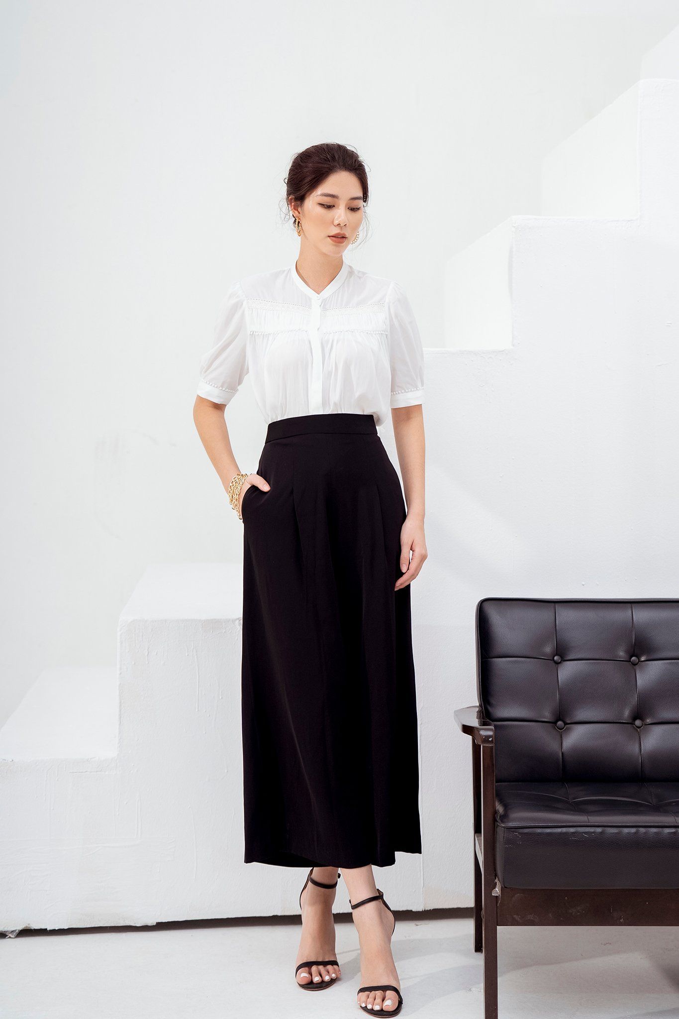  Sơ mi tay ngắn, Dáng sơ vin 21SSME092T 