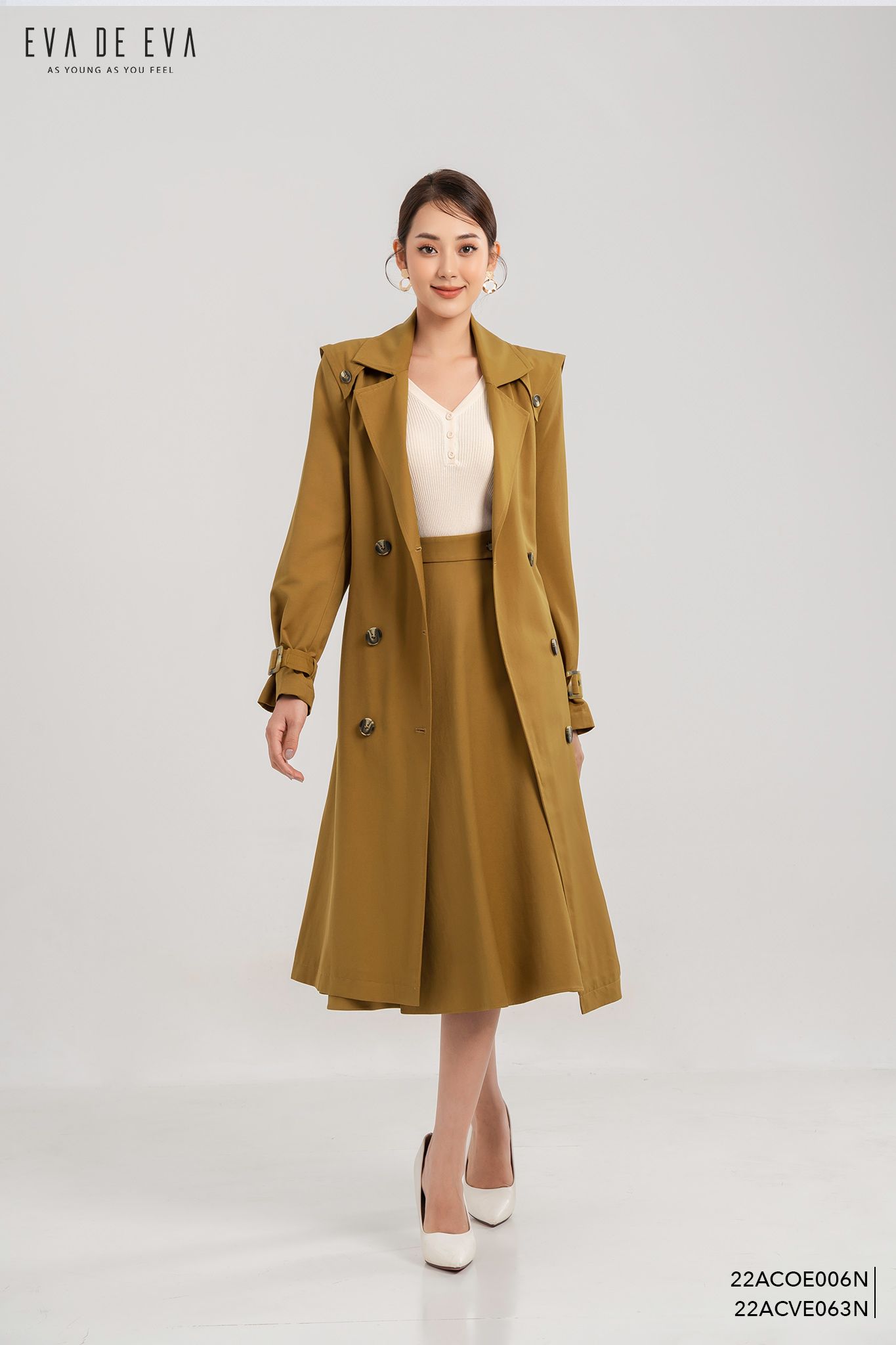  Khoác Măng tô, Dáng dài qua gối 22ACOE006N 