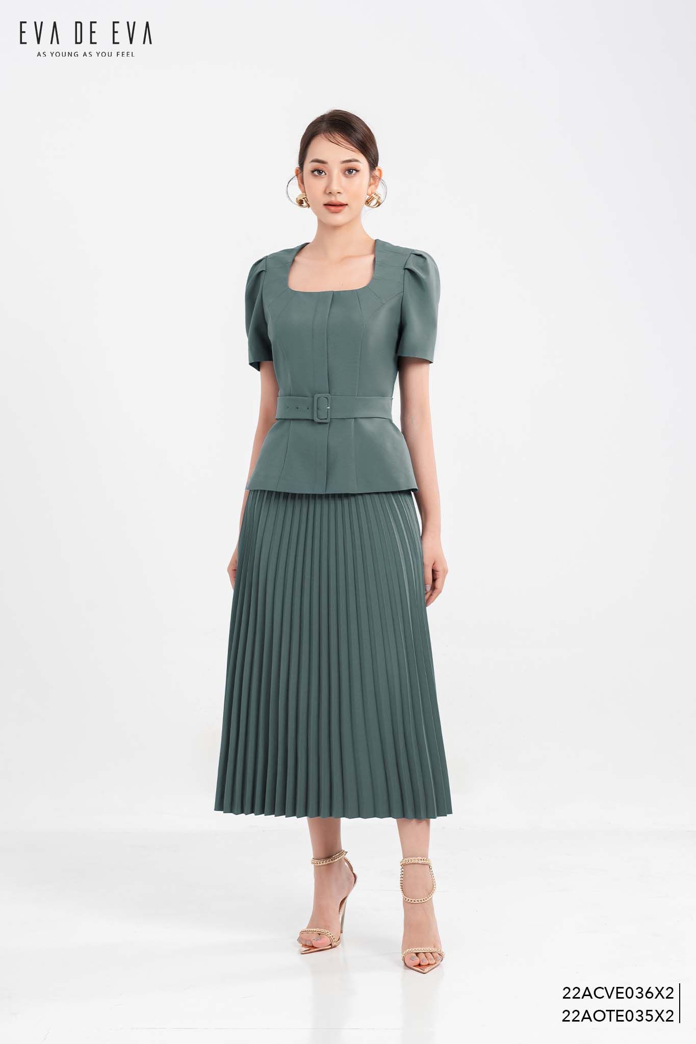  Chân váy Midi, Xếp ly 22ACVE036X2 