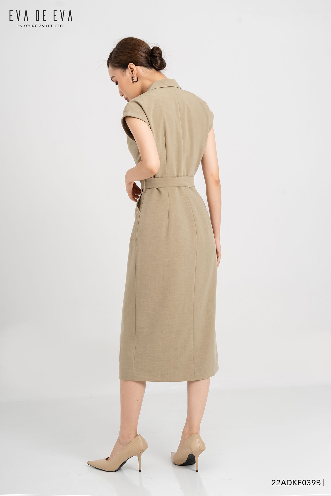  Đầm tay ngắn, Dáng thắt eo 22ADKE039B 