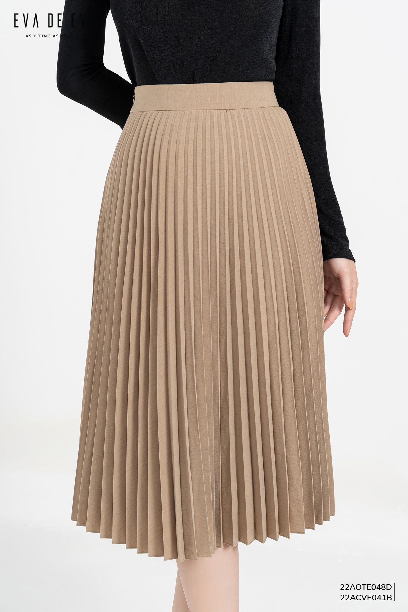  Chân váy Midi, Xếp ly 22ACVE041B 