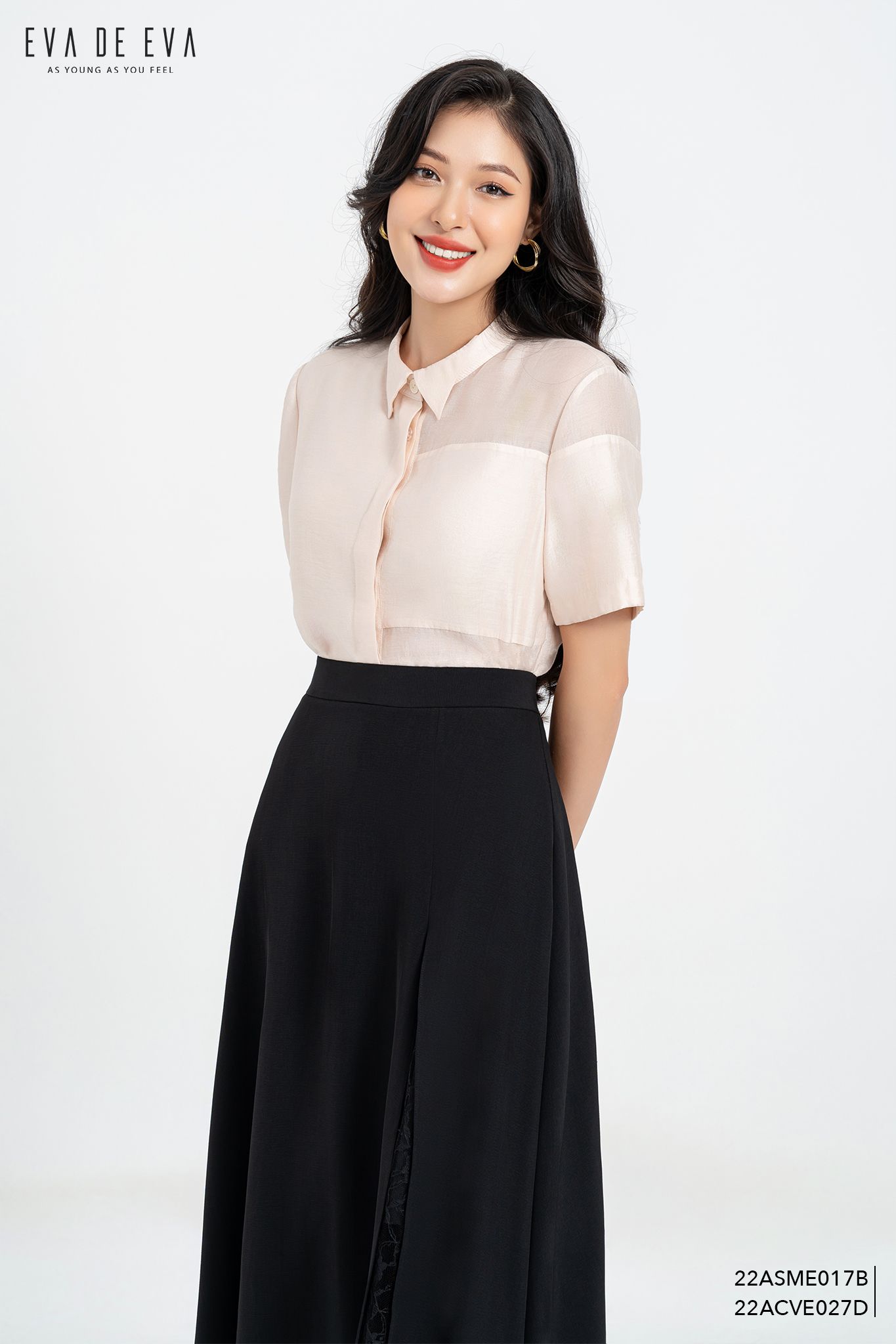  Sơ mi tay ngắn, Dáng sơ vin 22ASME017B 